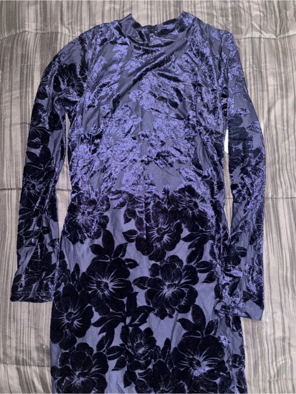 Navy Blue Floral Velvet Dress✨💙